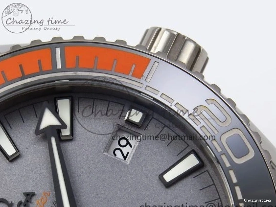 0210 Comfortable Planet Ocean 43.5mm SS VSF 1:1 Best Edition Black Orange Bezel Gray Dial on Nylon Strap A8900 Super Clone V 7730